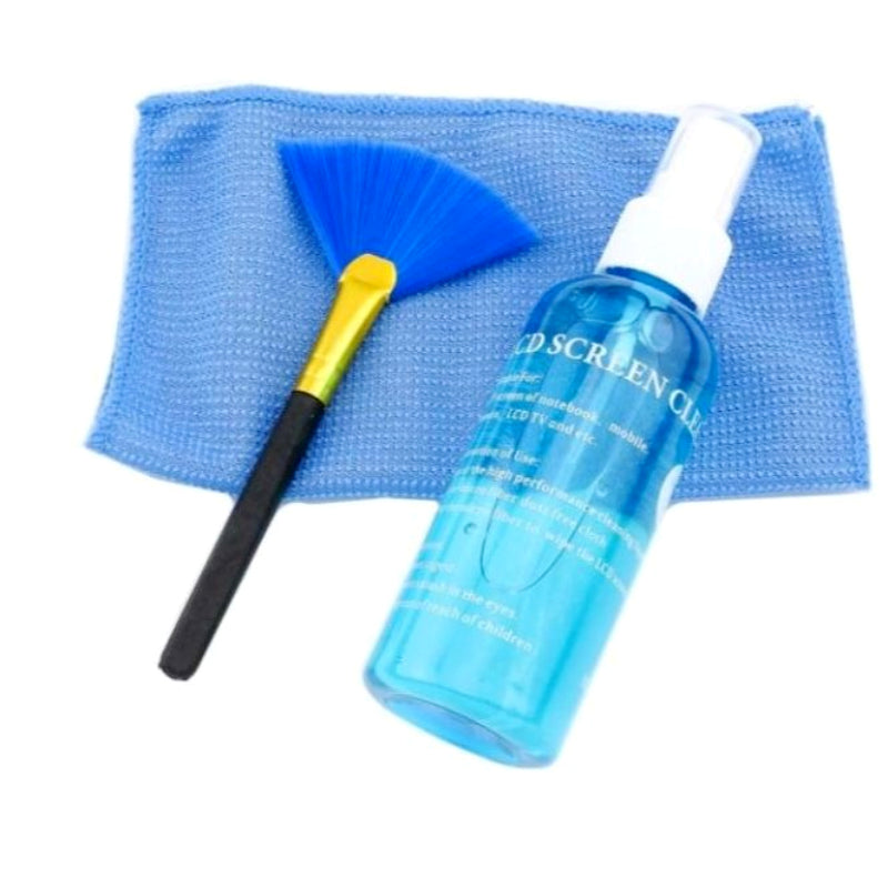 3-in-1 LCD/LED Screen Cleaning Kit – Safe, Non-Alcohol Solution with Microfiber Cloth & Brush for Laptop, Mobile, TV, Camera, and Electronics