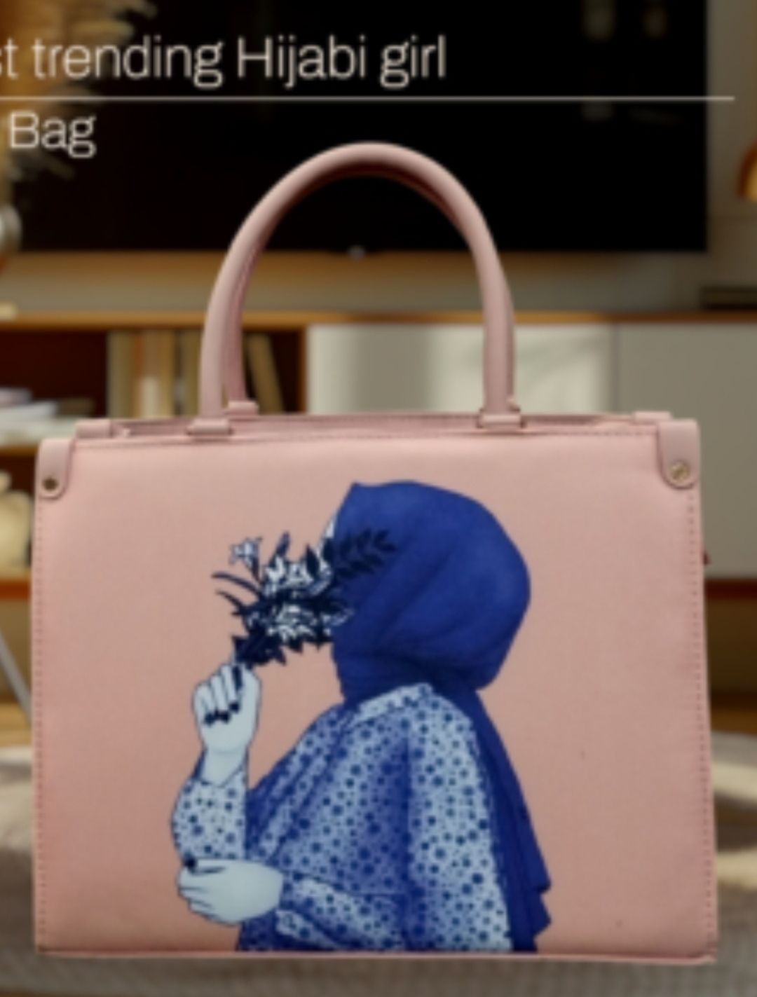 Elegant Red Handbag with Artistic Girl Print – Modern Minimalist Tote