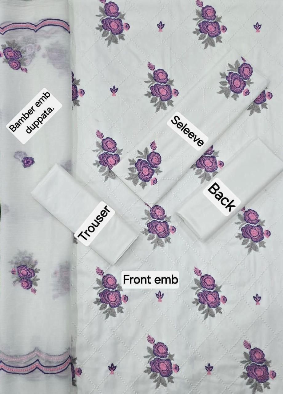 Dhanak EMB 3-Piece Suit with Bamber Embroidered Dupatta