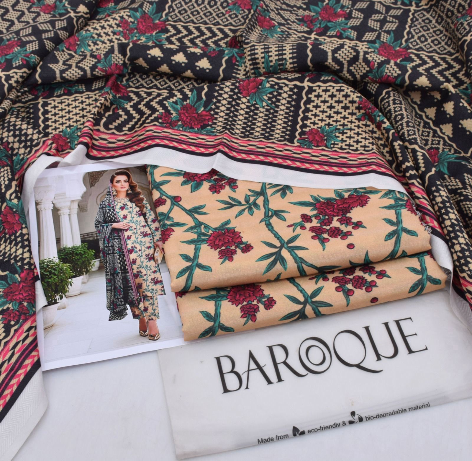 Classic Karandi 3pc Set – Shirt, Pants & Dupatta