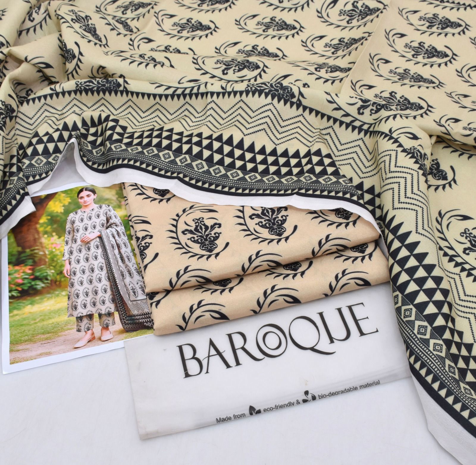 Classic Karandi 3pc Set – Shirt, Pants & Dupatta