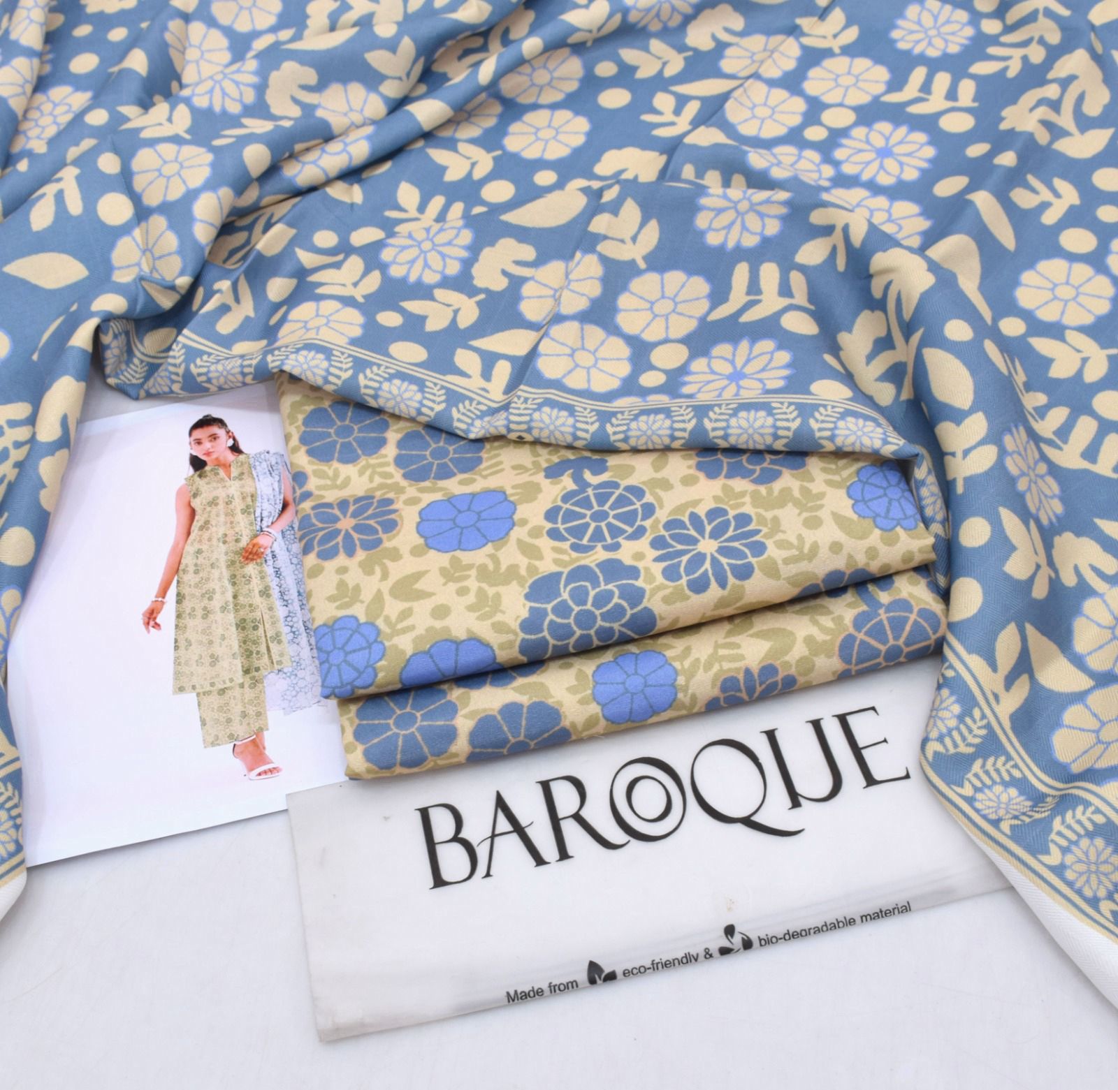 Classic Karandi 3pc Set – Shirt, Pants & Dupatta