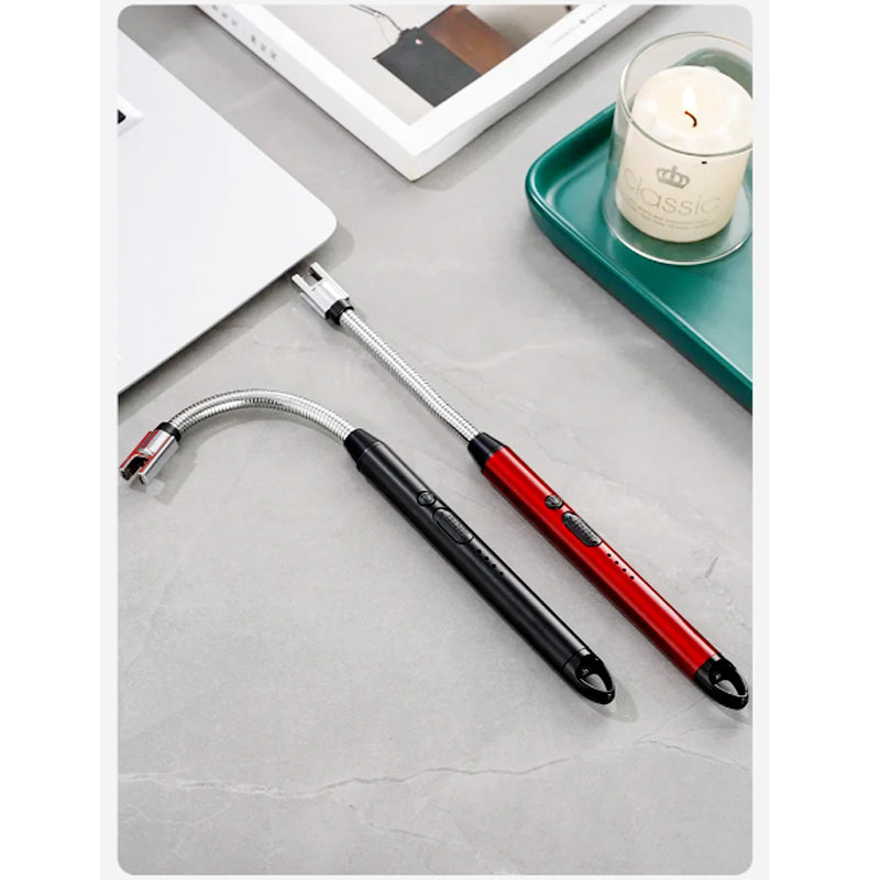 360° Flexible Neck USB Pulse Arc Lighter – Rechargeable Flameless Ignition for Candles, Kitchen Stoves & Outdoor BBQ
