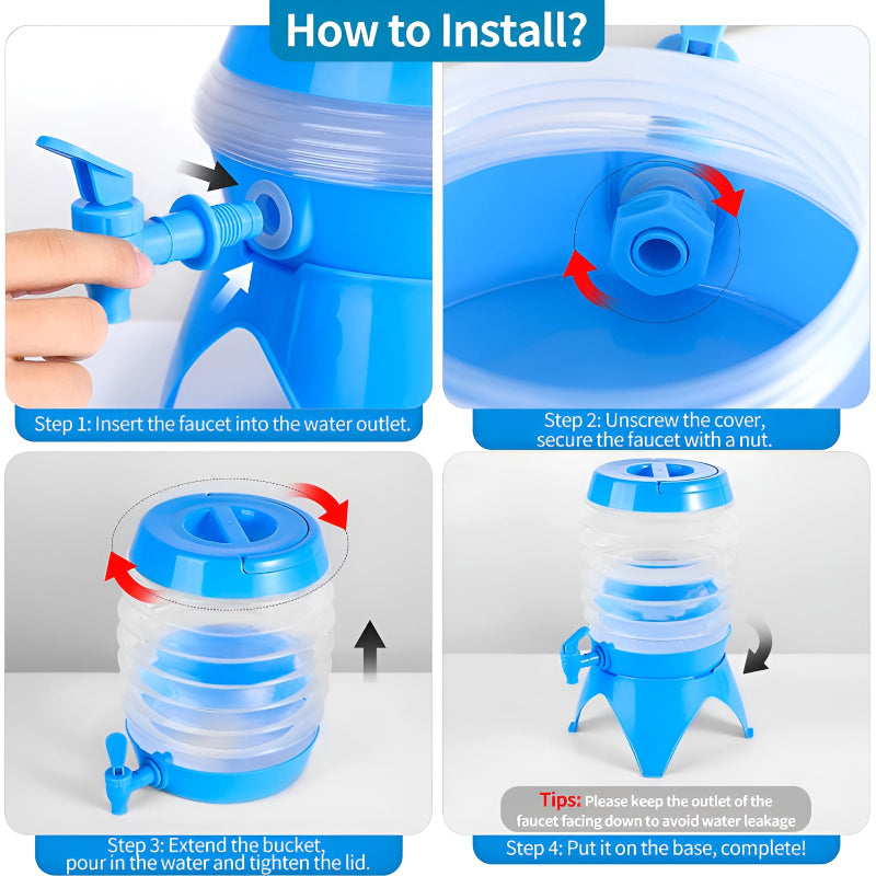 3.5-Liter Mini Portable Manual Foldable Multi-Purpose Beverage Dispenser