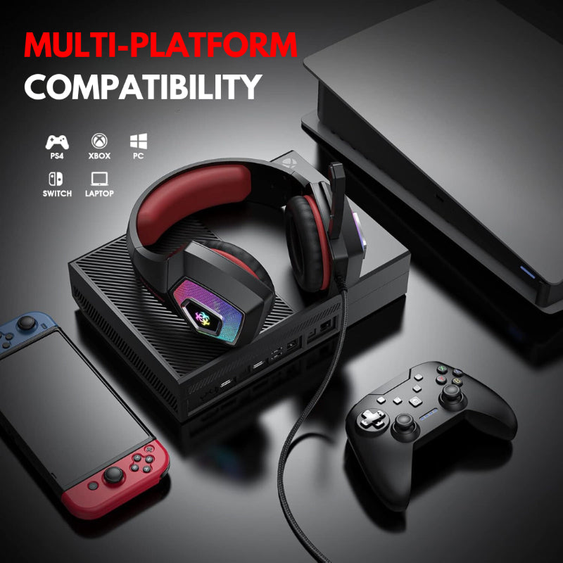 Hunter Spider V1 RGB Gaming Headset – 7.1 Surround Sound, Noise-Cancelling Mic, Deep Bass & RGB Lights