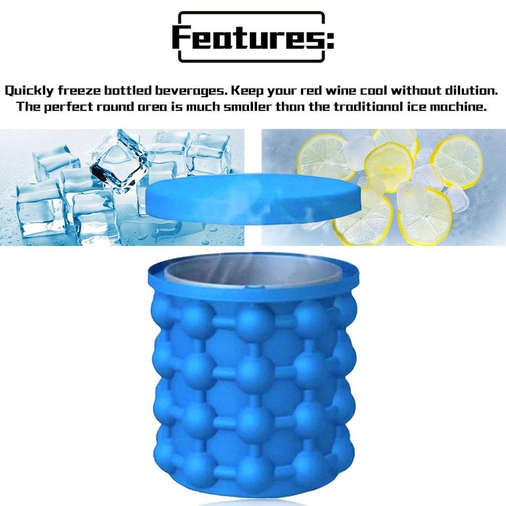Lattices Silicone Ice Bucket Ice Cooler Cube Maker Cabinet Space Saving Kitchen Tool